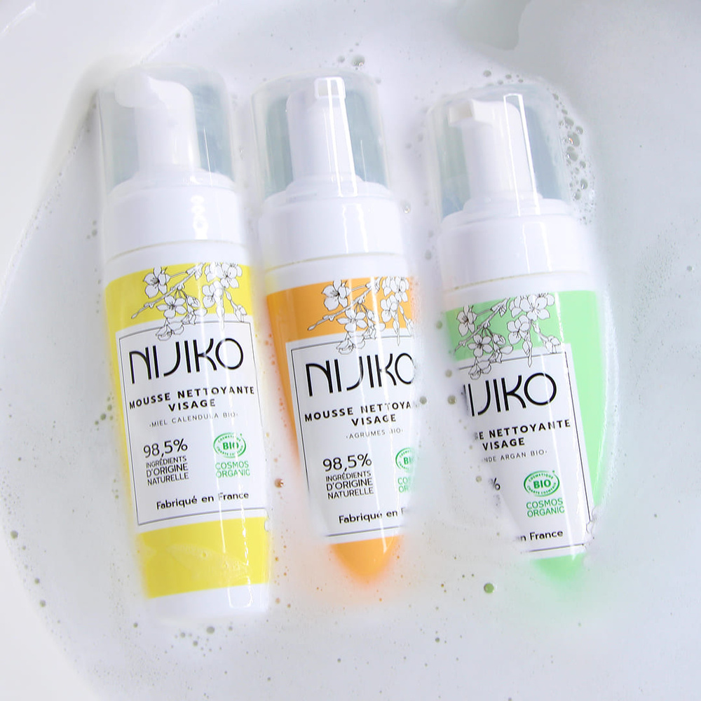 nijiko Mousse Nettoyante Visage Bio pour Peau Grasse Démaquillant et nettoyant