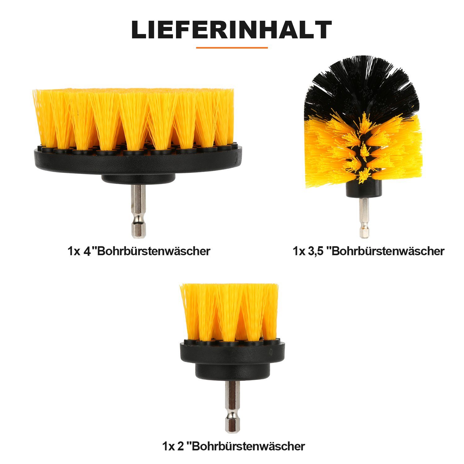 Lospitch Reinigungsbürsten-Set Bürstenaufsatz Bohrmaschine Set 3 PCS/10 PCS/18 PCS, Fliesen, Küchenwänden, Böden, Autos, Wohnzimmerteppichen, Badewannen, Autorädern, (Spar-Set, 3-tlg., Putzgeräte für den Haushalt), Automobil,Badezimmer,Essgeschirr,Fl