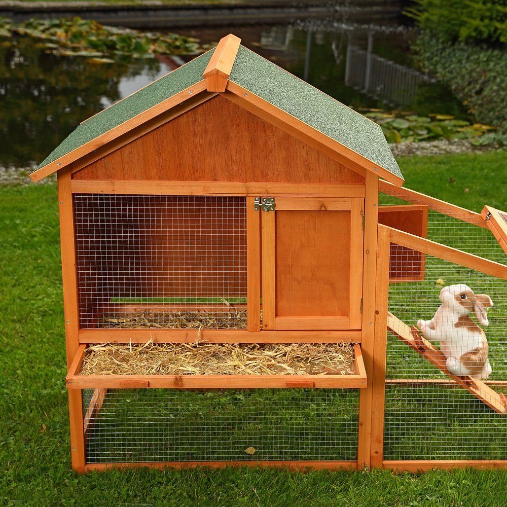 Melko Kleintierstall Kaninchenstall Hasenstall Kleintierstall Holz Braun Hasenkäfig Kaninchenkäfig Freigehege XXL Hühnerstall Hamster, Wetterfest