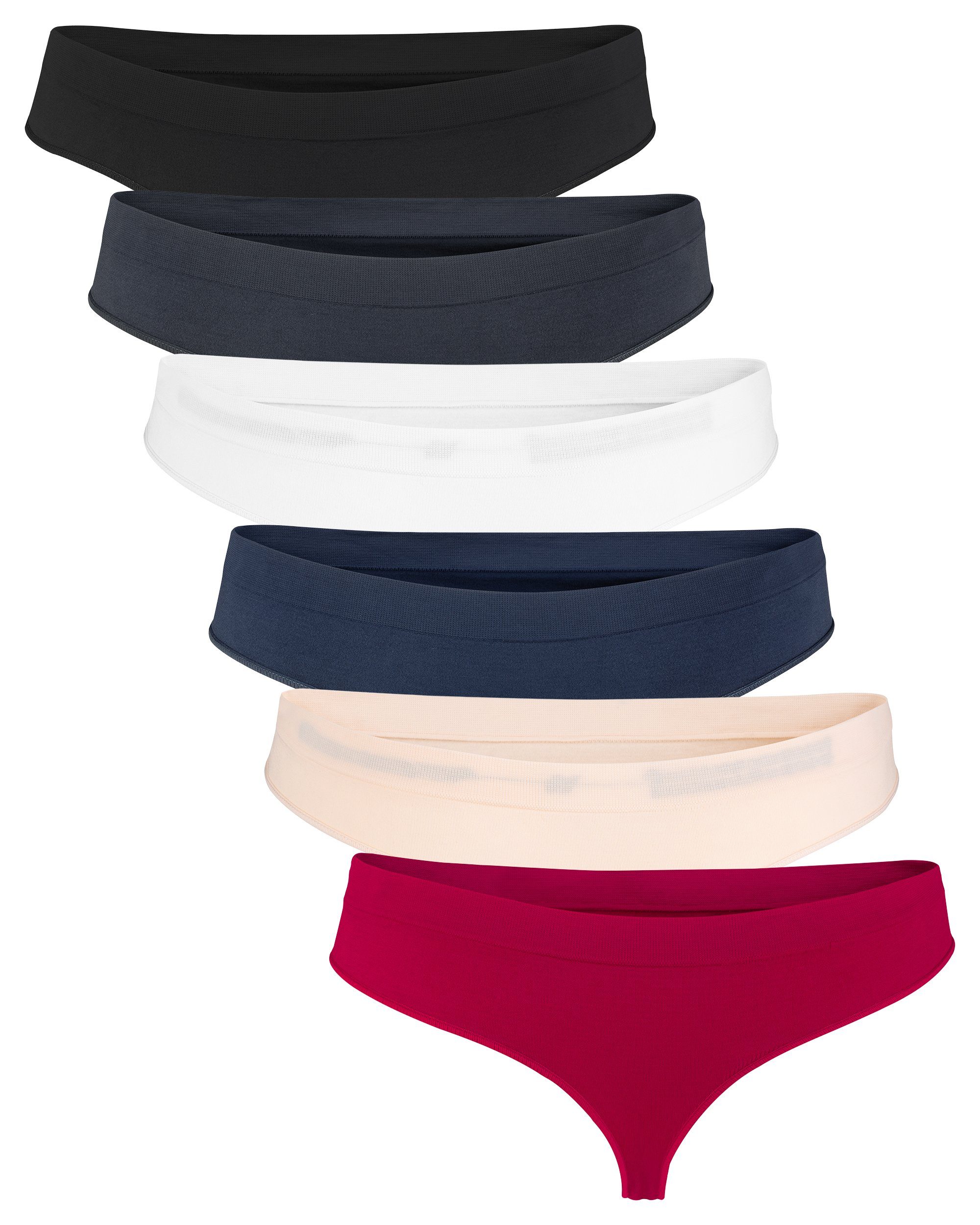Fabio Farini String Frauen Unterwäsche - Damen Tanga für enge Hosen (Packung, 6-St) im sportlichen Look ohne Nähte