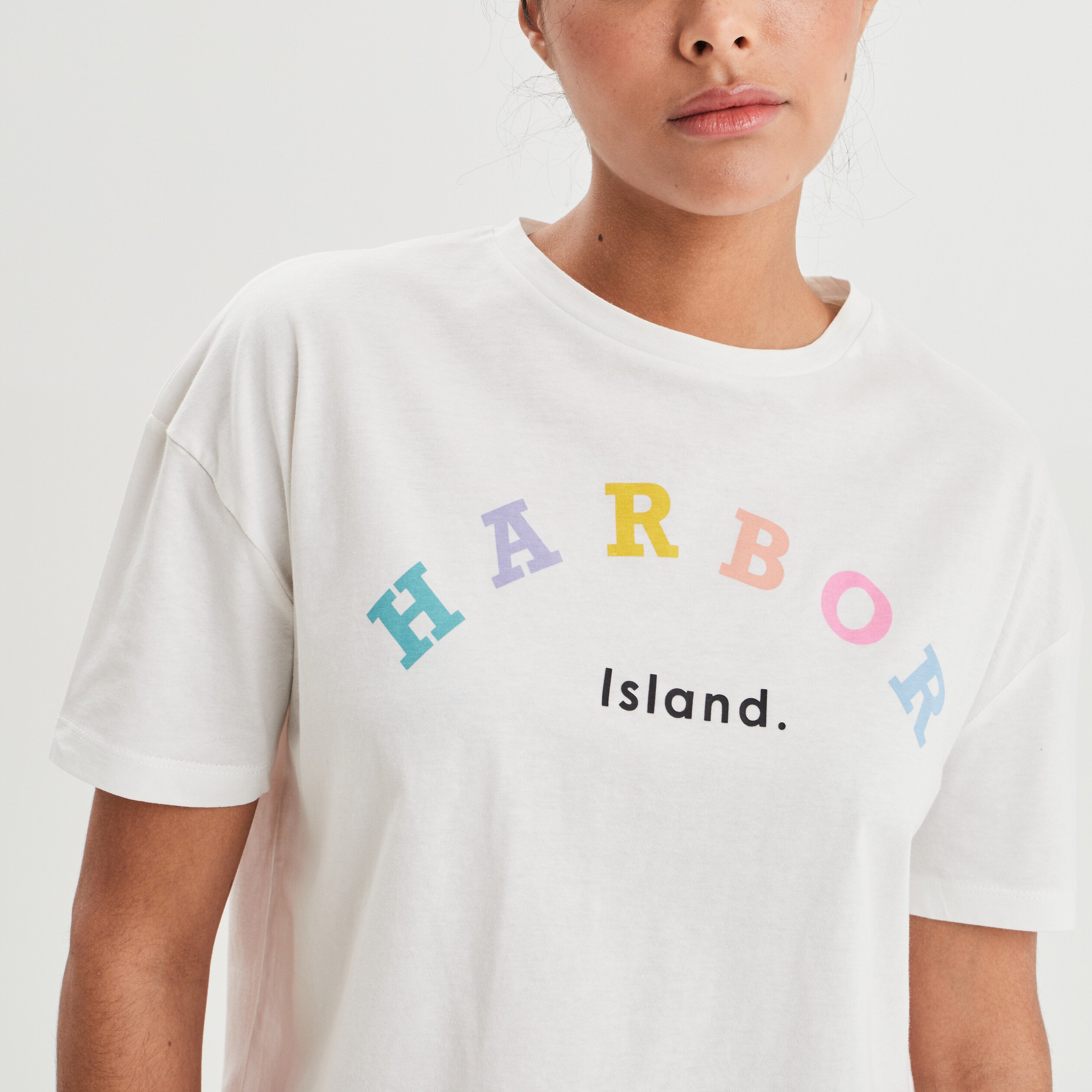 T-shirt cropped manches courtes blanc femme | La Halle