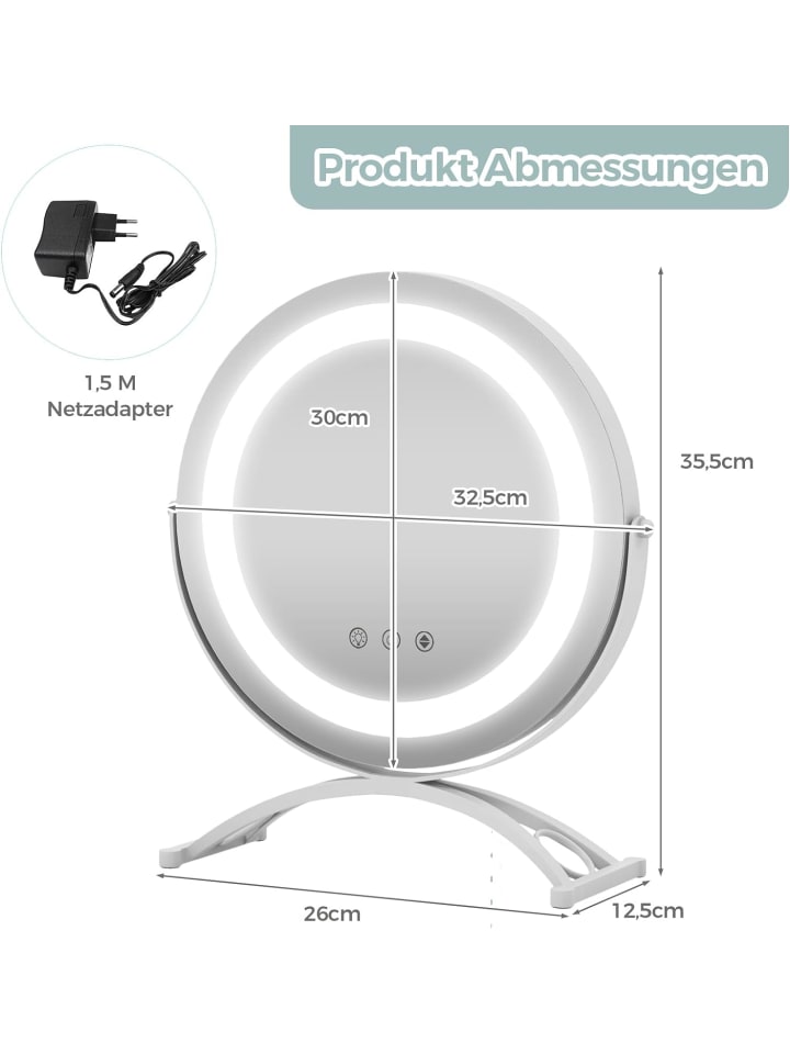 COSTWAY Kosmetikspiegel mit Beleuchtung in Silber günstig kaufen onesize