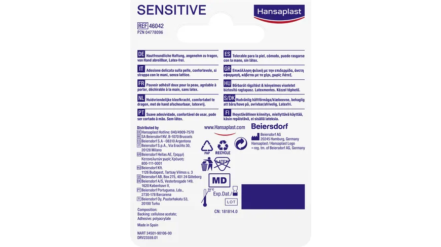 Hansaplast Fixierpflaster Sensitiv 5mx2,5cm 5 m