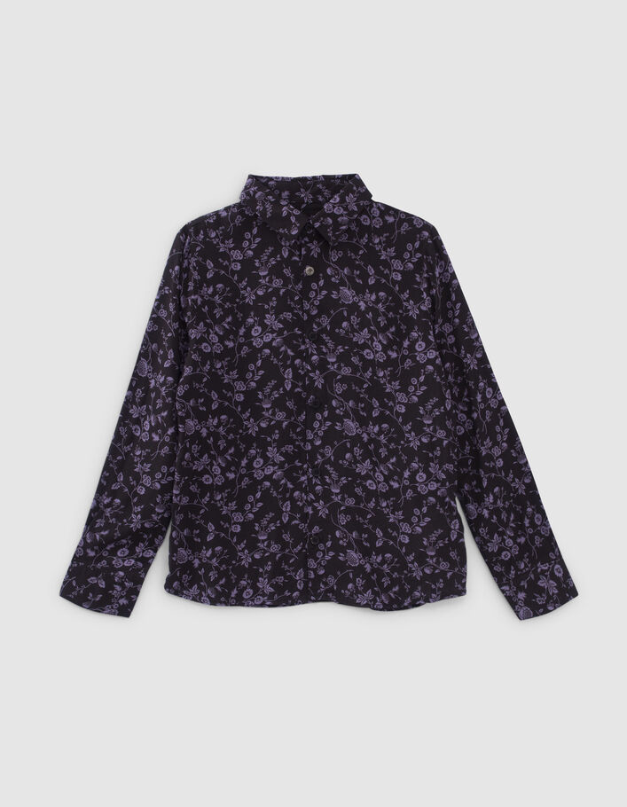Chemise violet et noir LENZING™ ECOVERO™ fleurs garçon