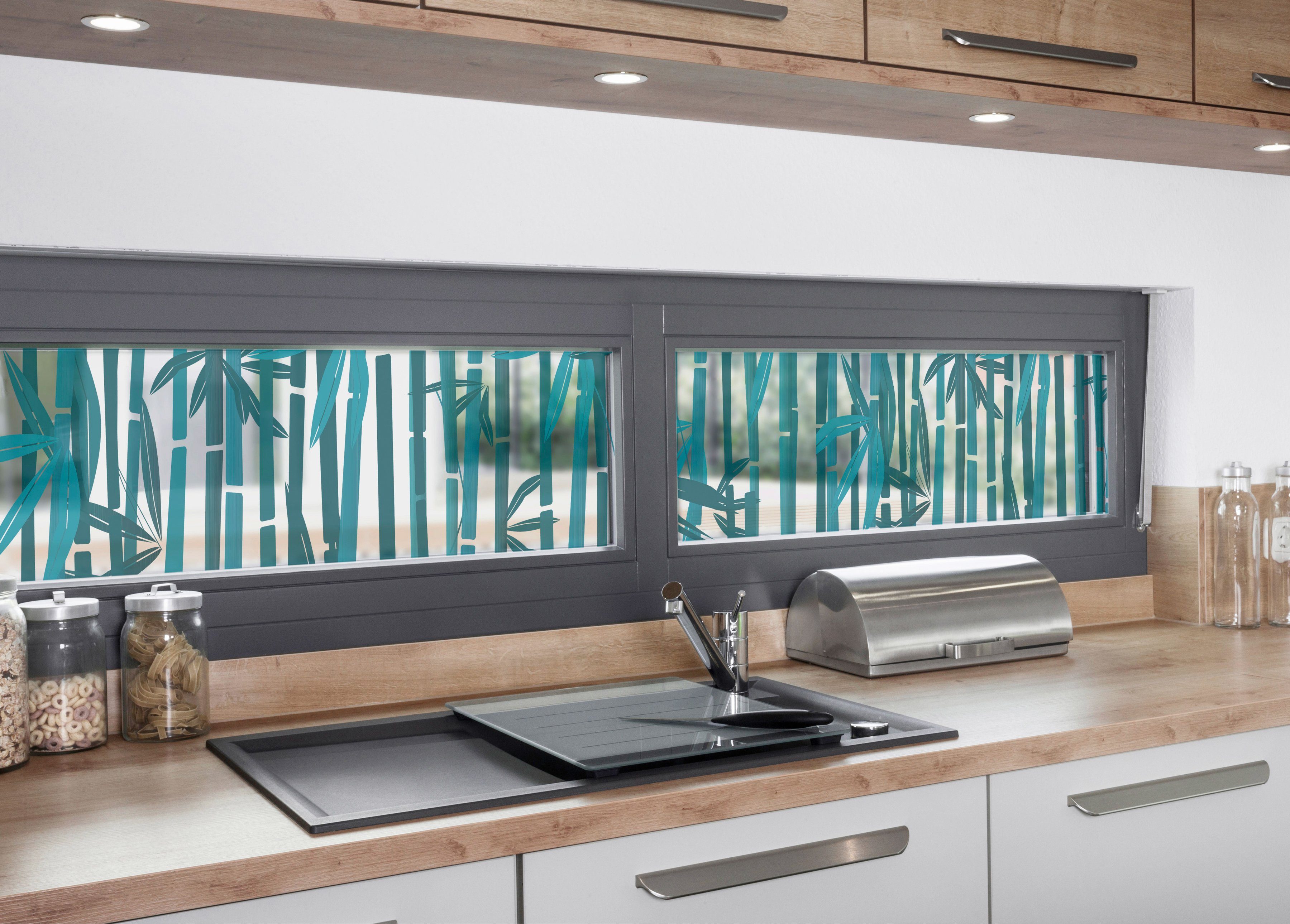 Fensterfolie Look Bamboo, MySpotti, halbtransparent, glatt, 200 x 30 cm, statisch haftend