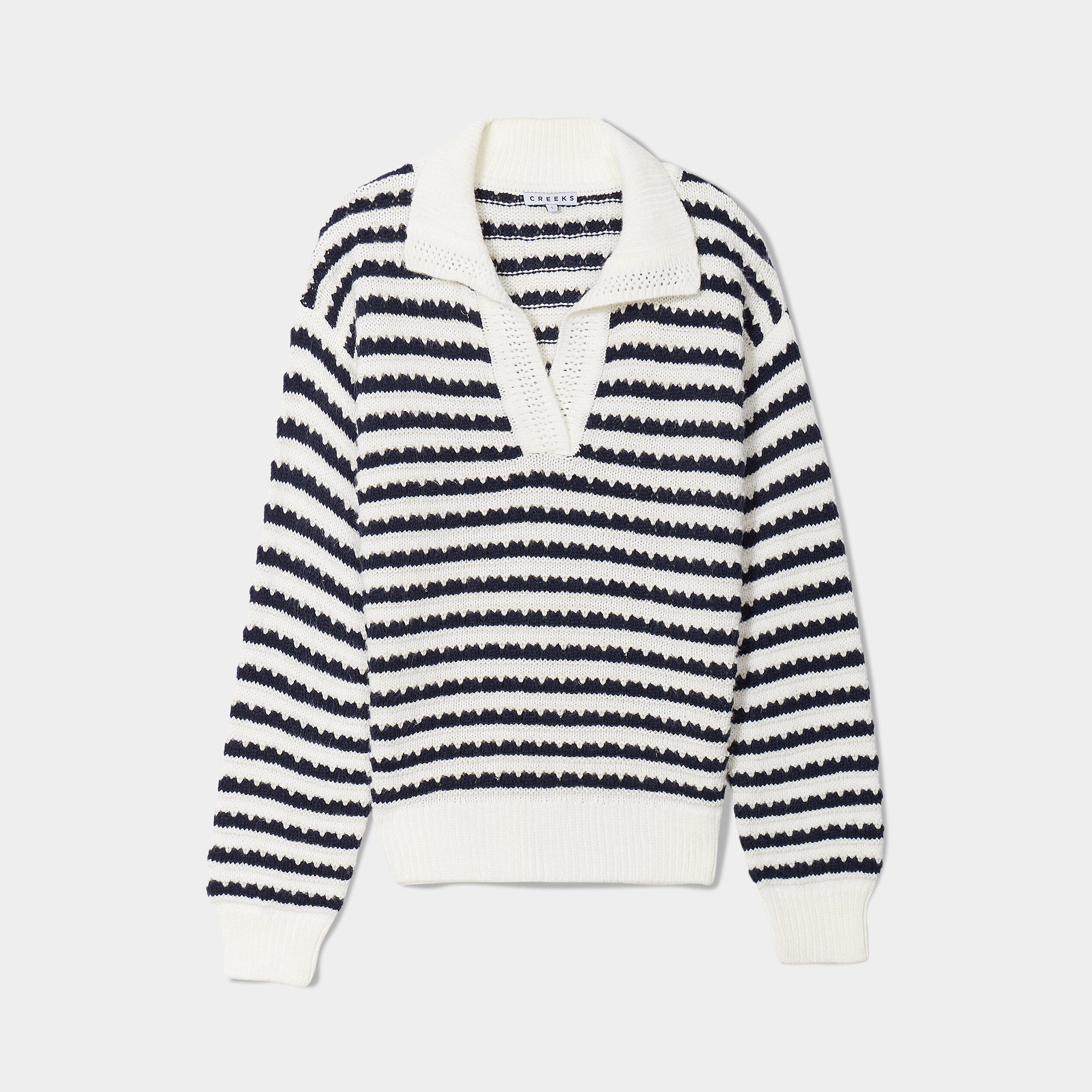 Pull col polo fils métallisés Creeks ecru femme | La Halle