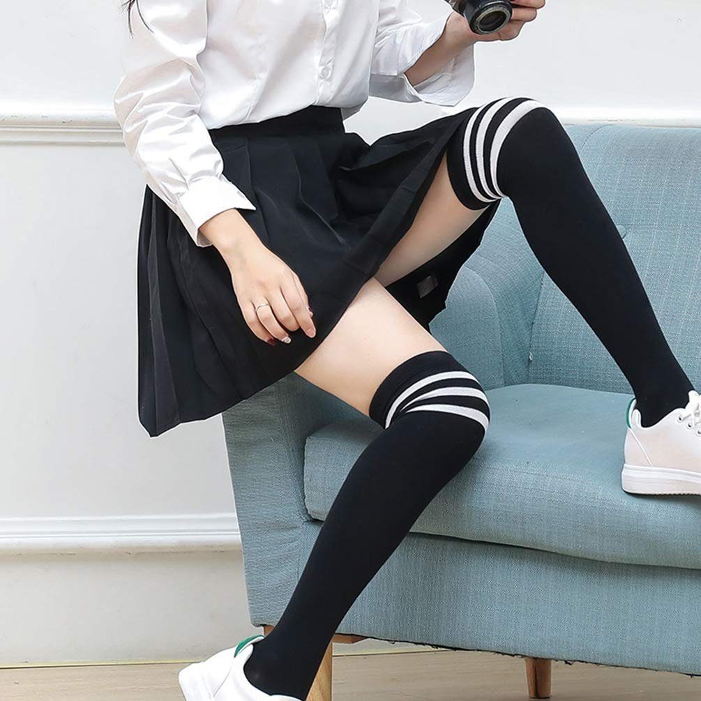 YYV Overknees Socken Extra Lange Damen, hohe Socken, lange Streifen Socken, lässige Tanzsocken, All-Match-Overknee-Strümpfe, hohe Strümpfe, Damensocken