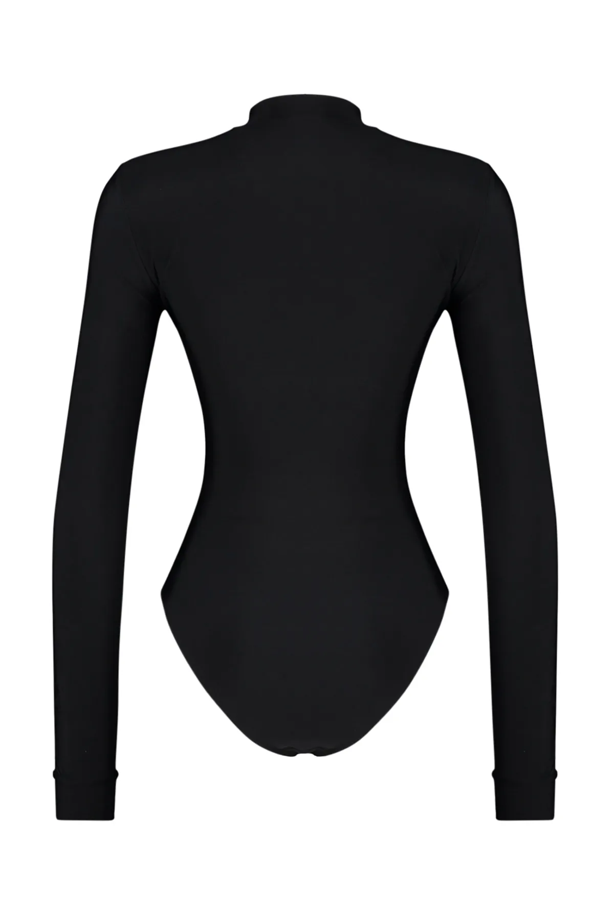 Trendyol Collection  Schwarzer, langärmliger, normaler Badeanzug mit Reißverschluss TBESS24MA00142