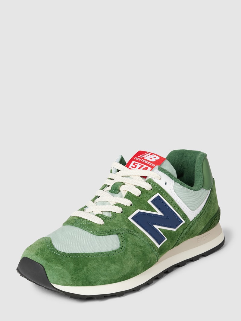 Sneaker aus Leder-Mix in grün