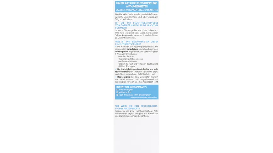Hautklar Feutigkeits-Tagescreme gegen Hautunreinheiten 40ml 40 ml