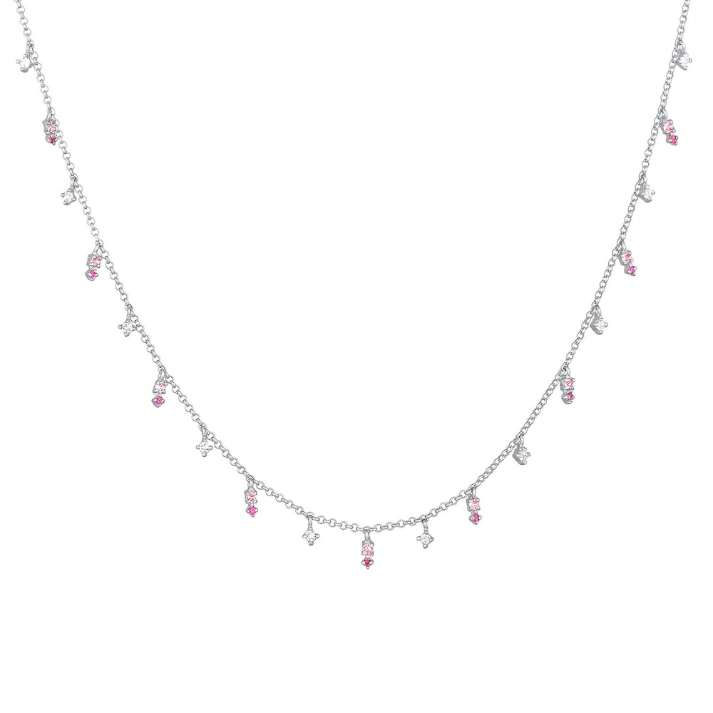 Elli Elli Collier Femmes pendentif étincelant avec cristal Pink Rose en argent sterlin collier