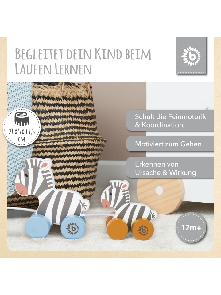 Bieco Spielwaren Nachziehspielzeug Zebra Clara und Lara - ab 12 Monate in Mehrfarbig günstig kaufen onesize