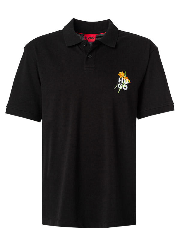 HUGO, Polo-Shirt, Baumwoll-Piqué, schwarz