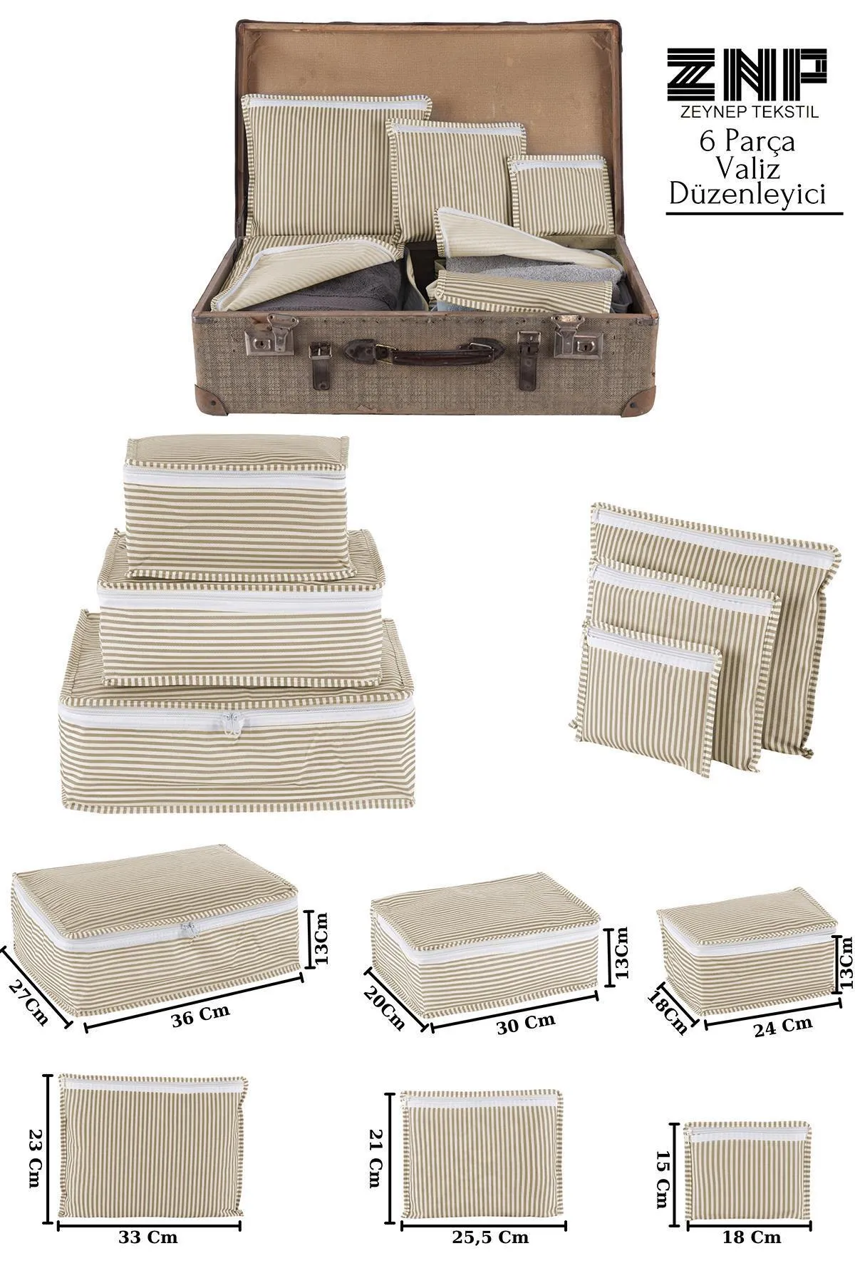 Znp Home  Reisen| Koffer Organizer Set 6-teilig| Koffer Organizer Beige