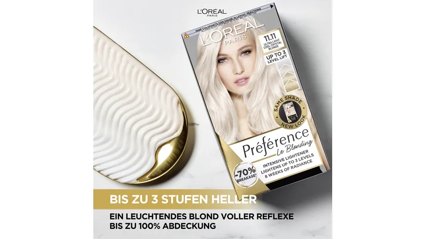 L'Oréal Paris Coloration Préférence 11.11 ultra-helles kühles Kristall-blond