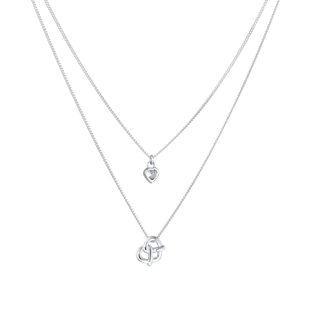 Elli Elli Collier Femmes couches cœur bretzel pendentif costumes avec zircon en argent collier