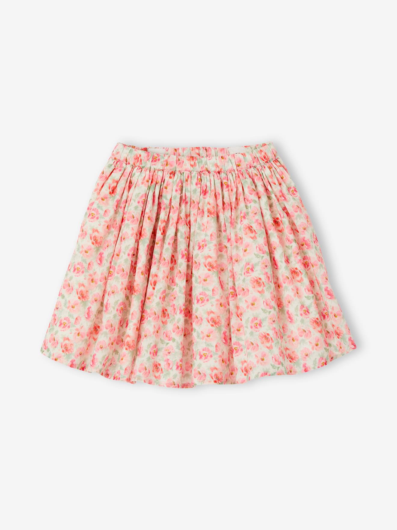 Jupe de cérémonie à fleurs fille ivoire imprimé