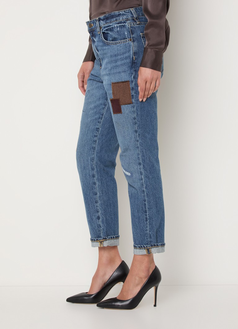 Calça jeans cropped de cintura alta e modelagem afunilada Ralph Lauren com lavagem média