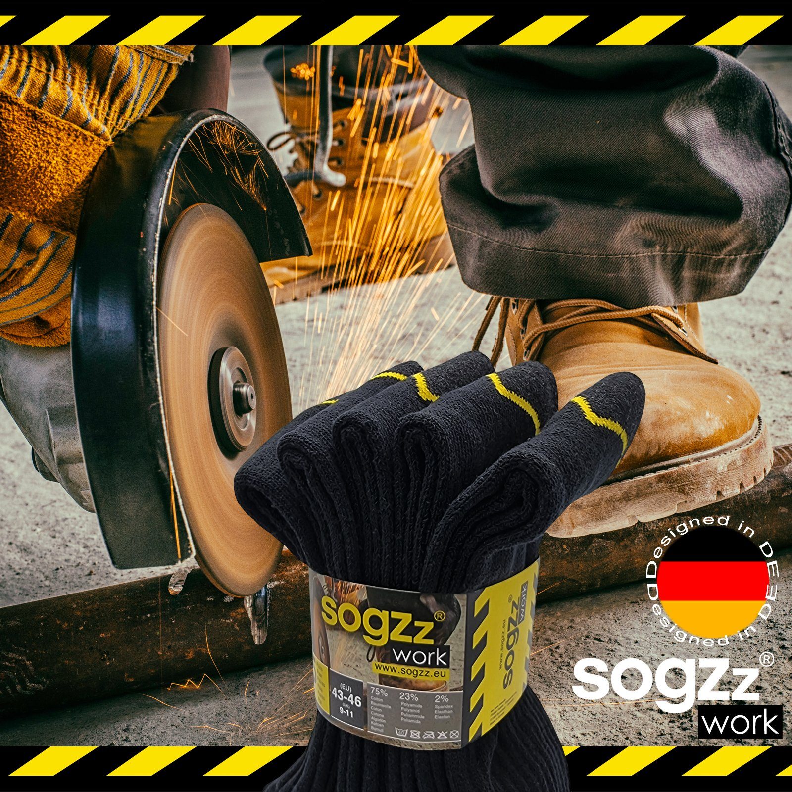 sogzz Arbeitssocken 5-60 Paar Socken Herren Schwarz 75% Baumwolle Work Arbeit Socken (Modell: Work Basic, 5-Paar)