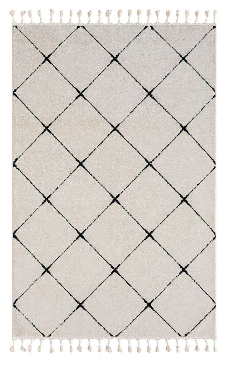 MyFlair Teppich Moroccan Divine, 160 cm x 230 cm, Farbe weiß, rechteckig, Florhöhe 19mm