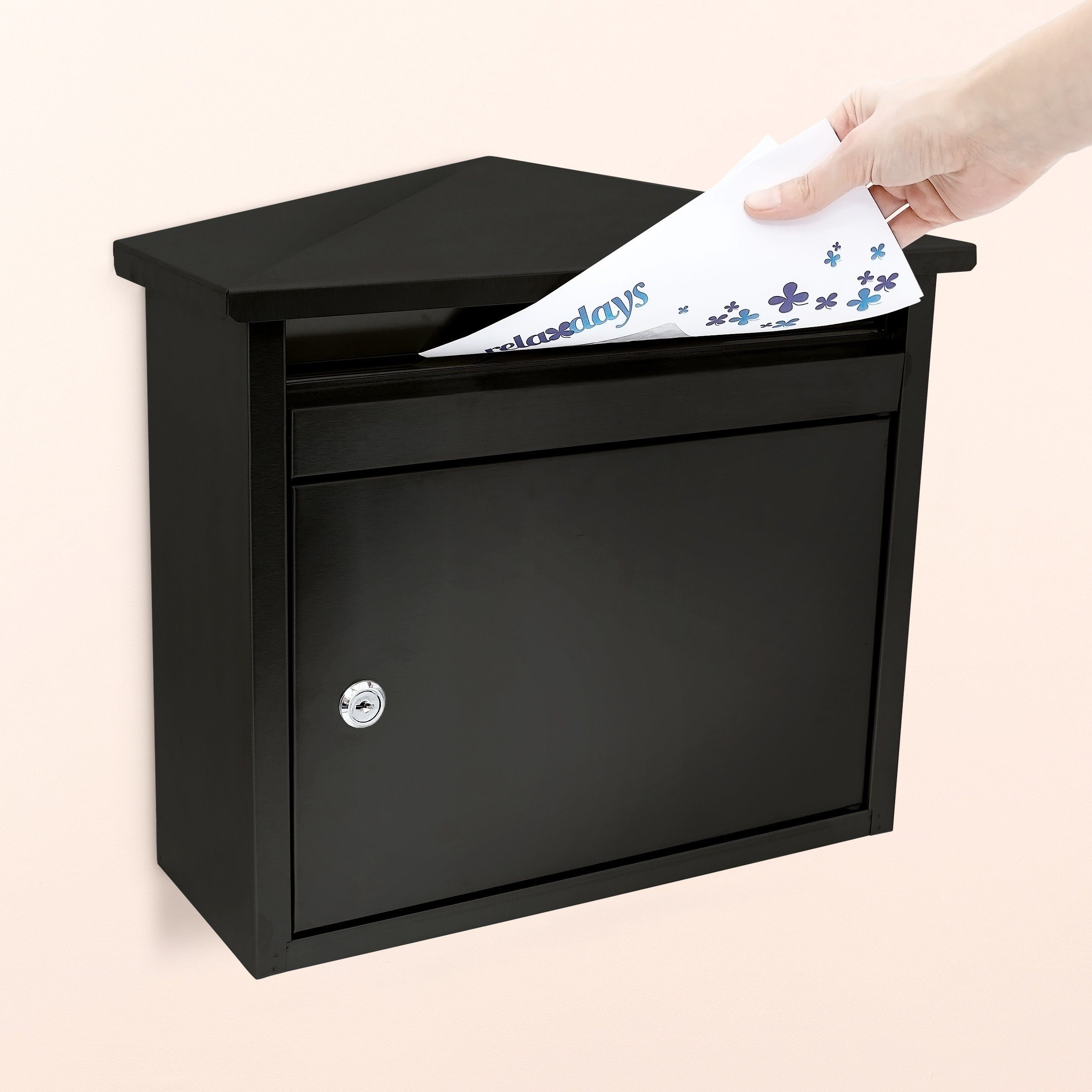 relaxdays Briefkasten Briefkasten Eisen schwarz