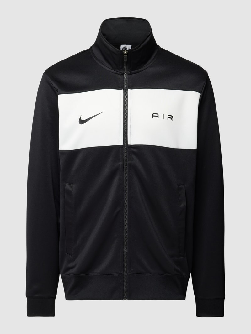 Sweatjacke mit Label-Print in schwarz