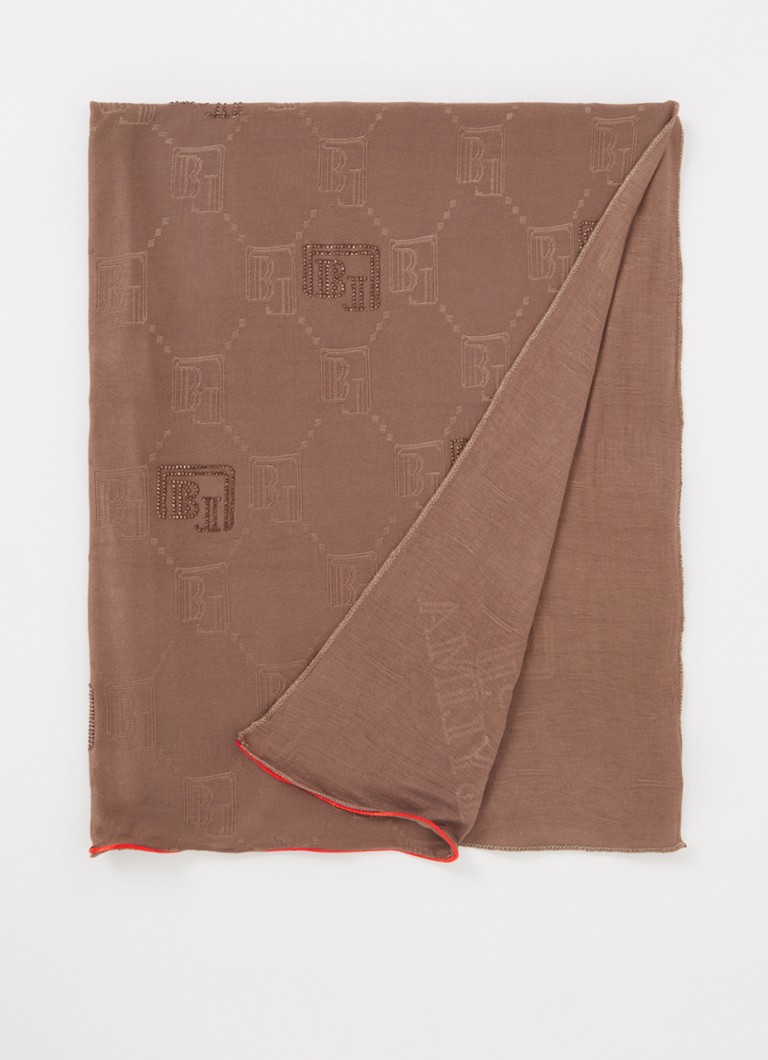 BYLIMA Enchanté scarf with logo print and rhinestones 200 x 75 cm