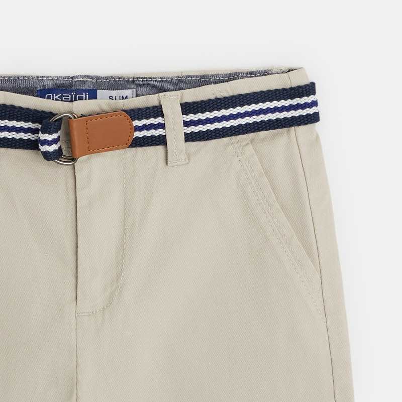 Bermuda stretch imprimé ceinturé beige garçon