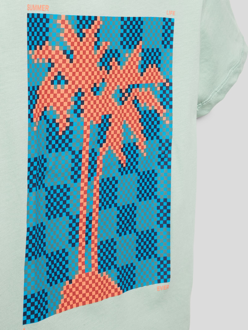 T-Shirt aus Baumwolle mit Motiv-Print in lindgrün