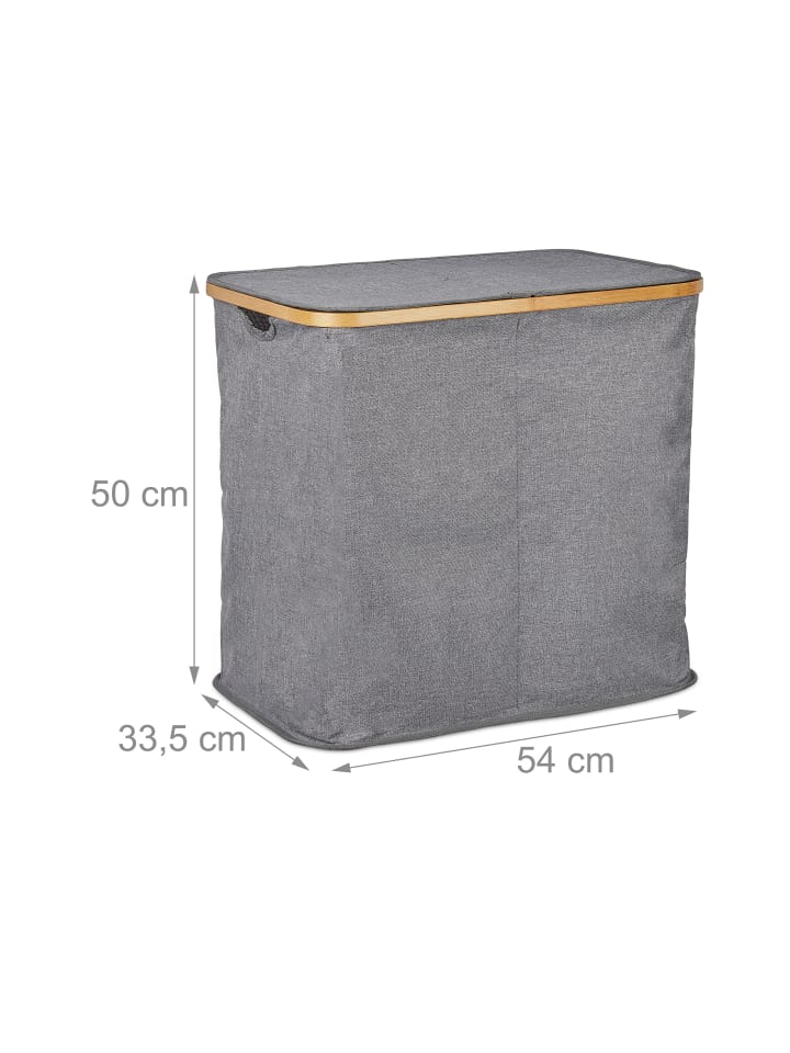relaxdays Wäschekorb in Grau - (B)54 x (H)50 x (T)33,5 cm günstig kaufen onesize