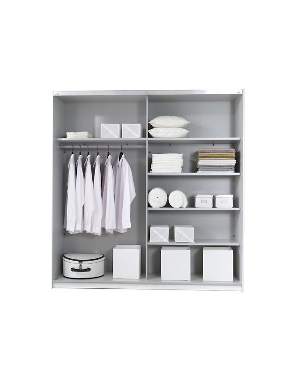 Schwebetürenschrank Beta Kleiderschrank 221x61x210cm 2-türig mit Spiegel