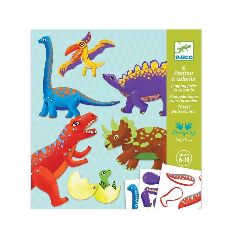 6 pantins à colorier dinos Djeco