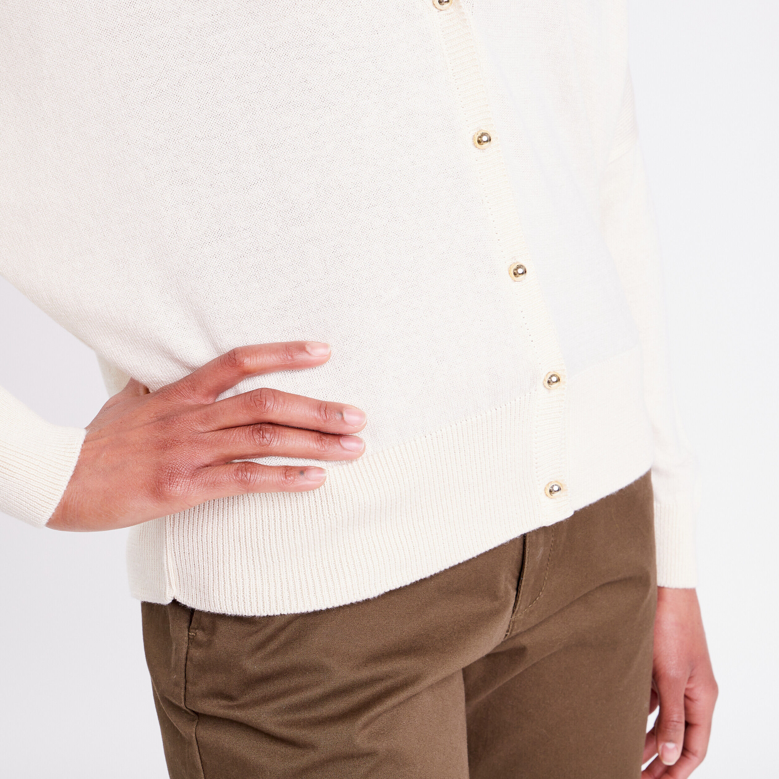 Gilet manches longues ample ecru femme | Cache Cache