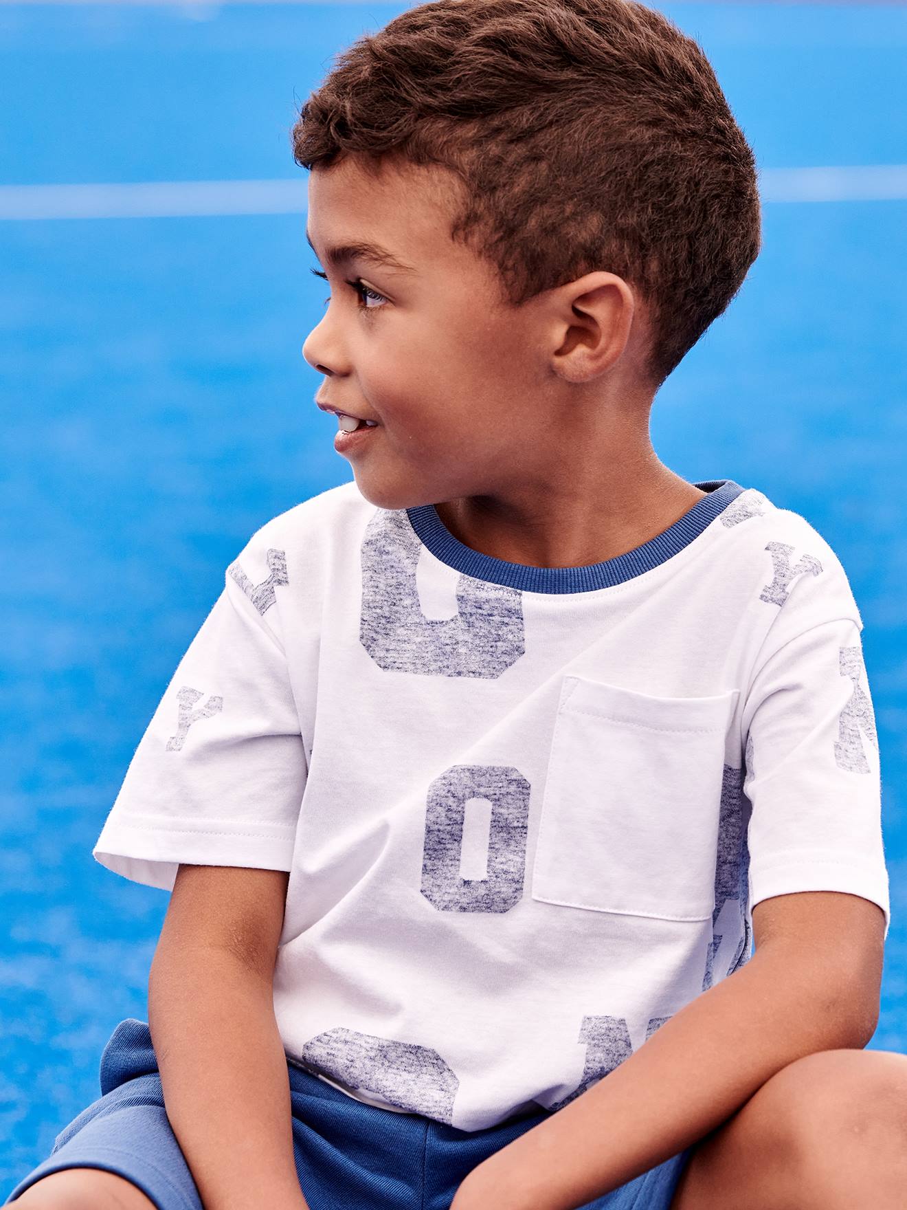 T-shirt sport maxi lettres garçon blanc