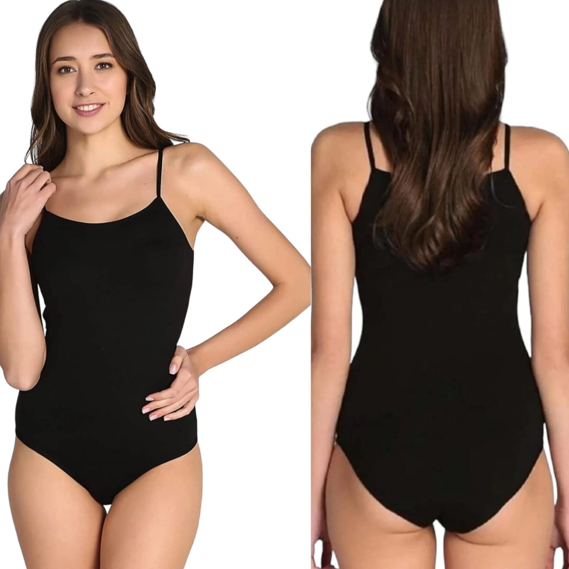 Seher/Tutku Body Damen Bodys schmale Träger 3er Pack Trägerbody Spaghettiträger (Set, 3er Pack) Hackenverschlüsse