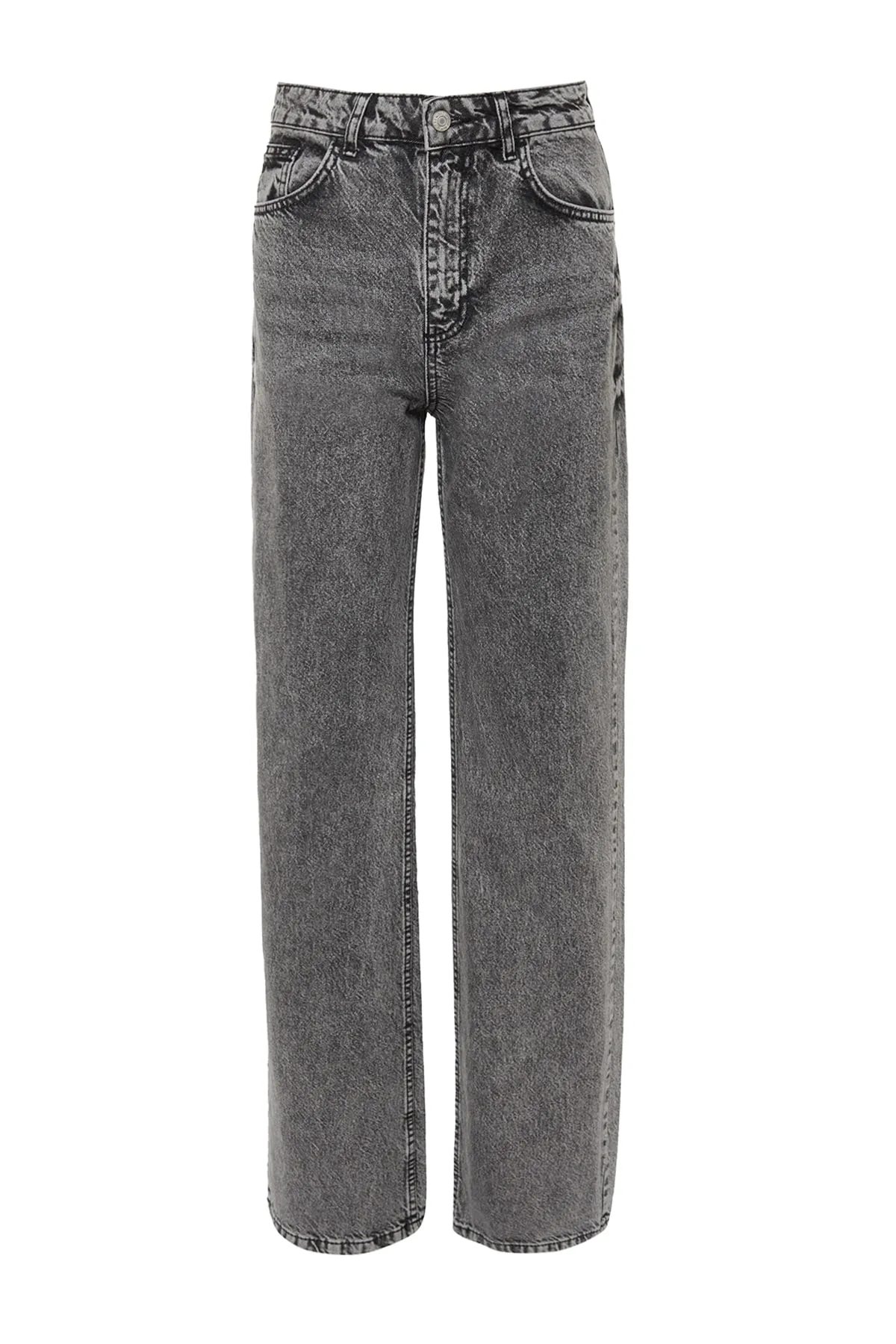 Trendyol Collection  Graue Jeans mit hoher Taille und weitem Bein TWOSS23JE00106