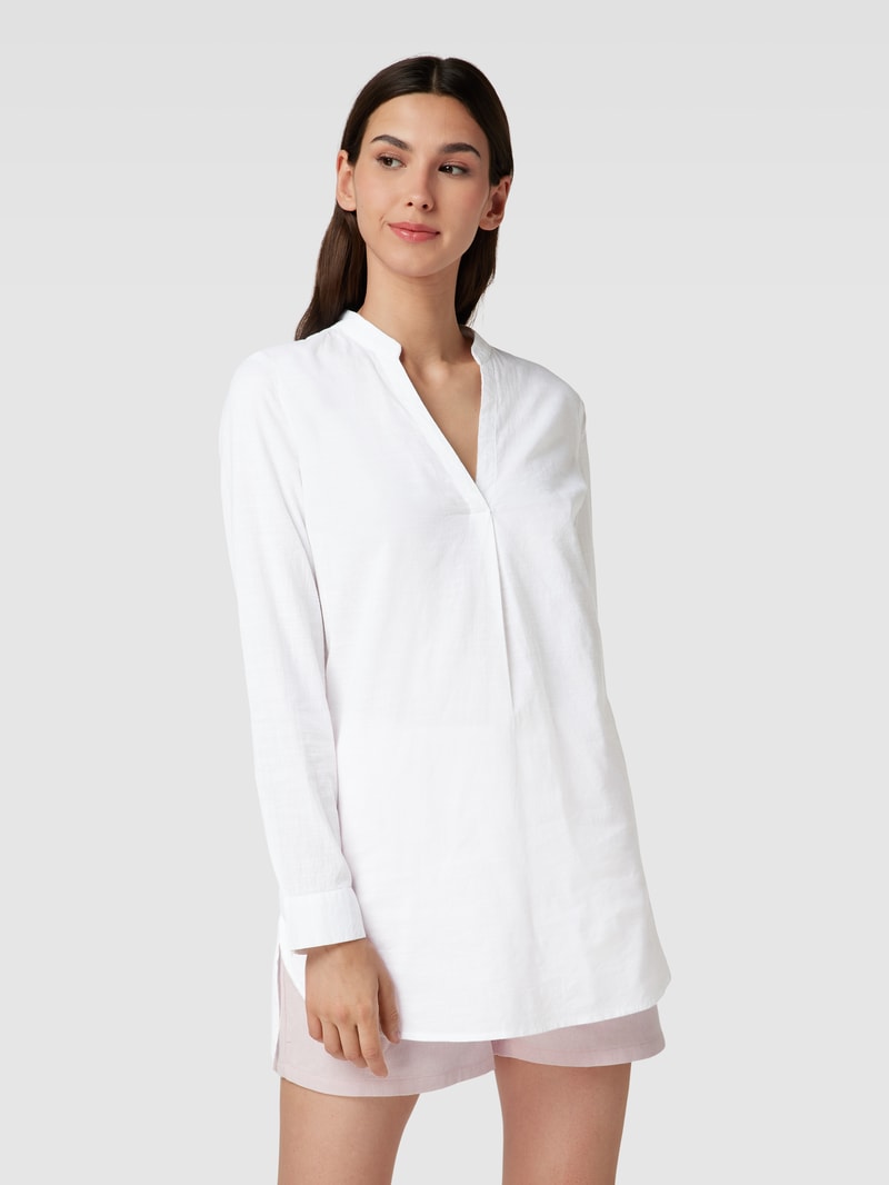Longbluse mit V-Ausschnitt in weiß