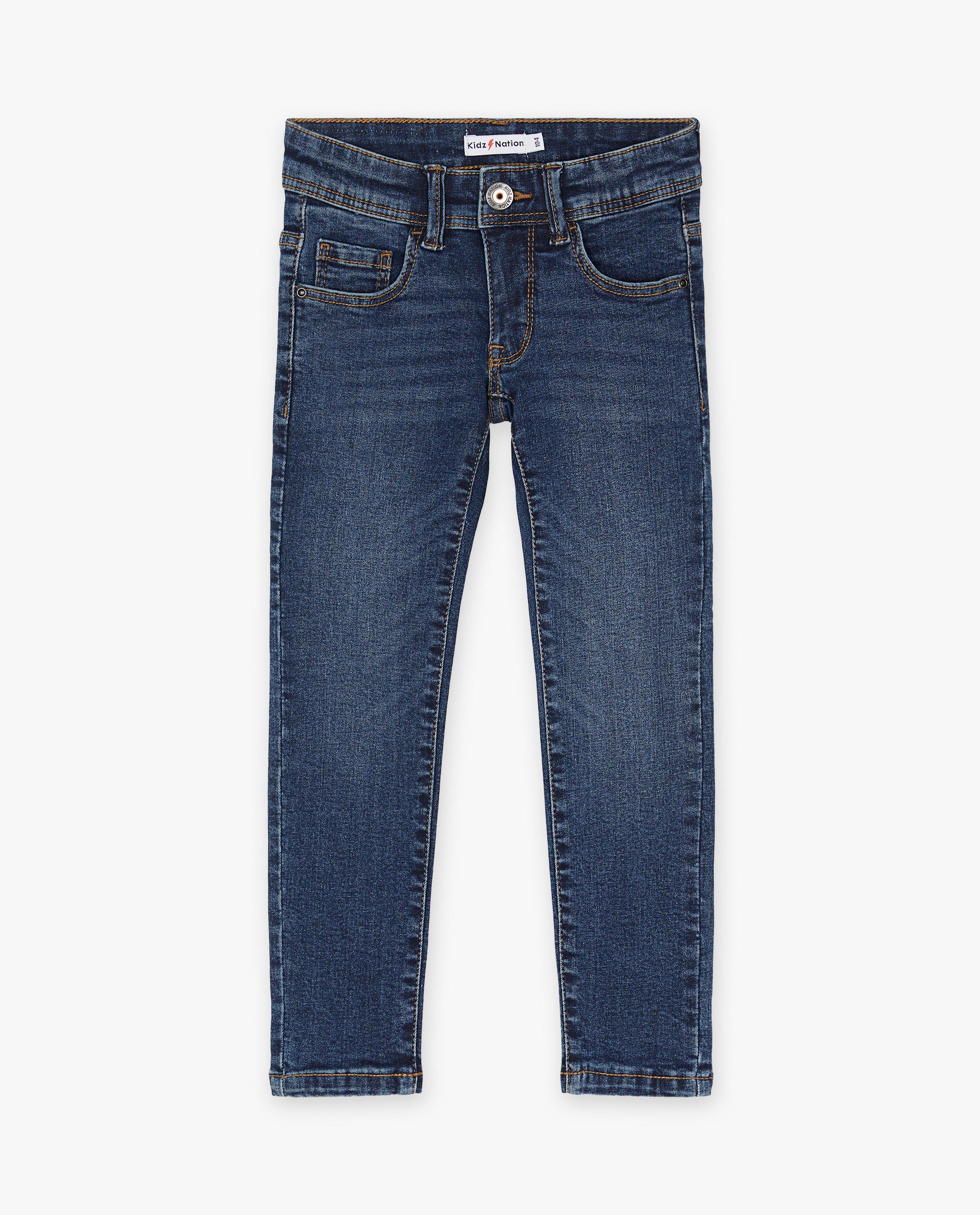 Blugi Kidz Nation albastru închis, croială skinny albastru închis