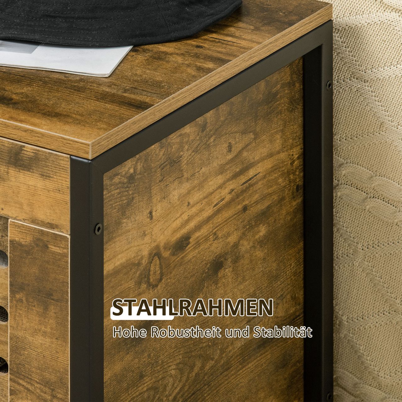 HOMCOM Sitztruhe, Sitzbank, Truhe, Aufbewahrungsbox, Auflagenbox mit Deckel
