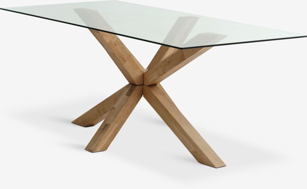 Table de salle à manger AGERBY 90x190 Verre/Chêne