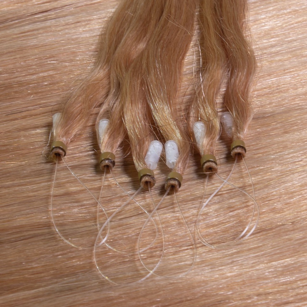 hair2heart Extensions à froid Microring Premium cheveux naturels #12 Blond miel 0.5g extensions