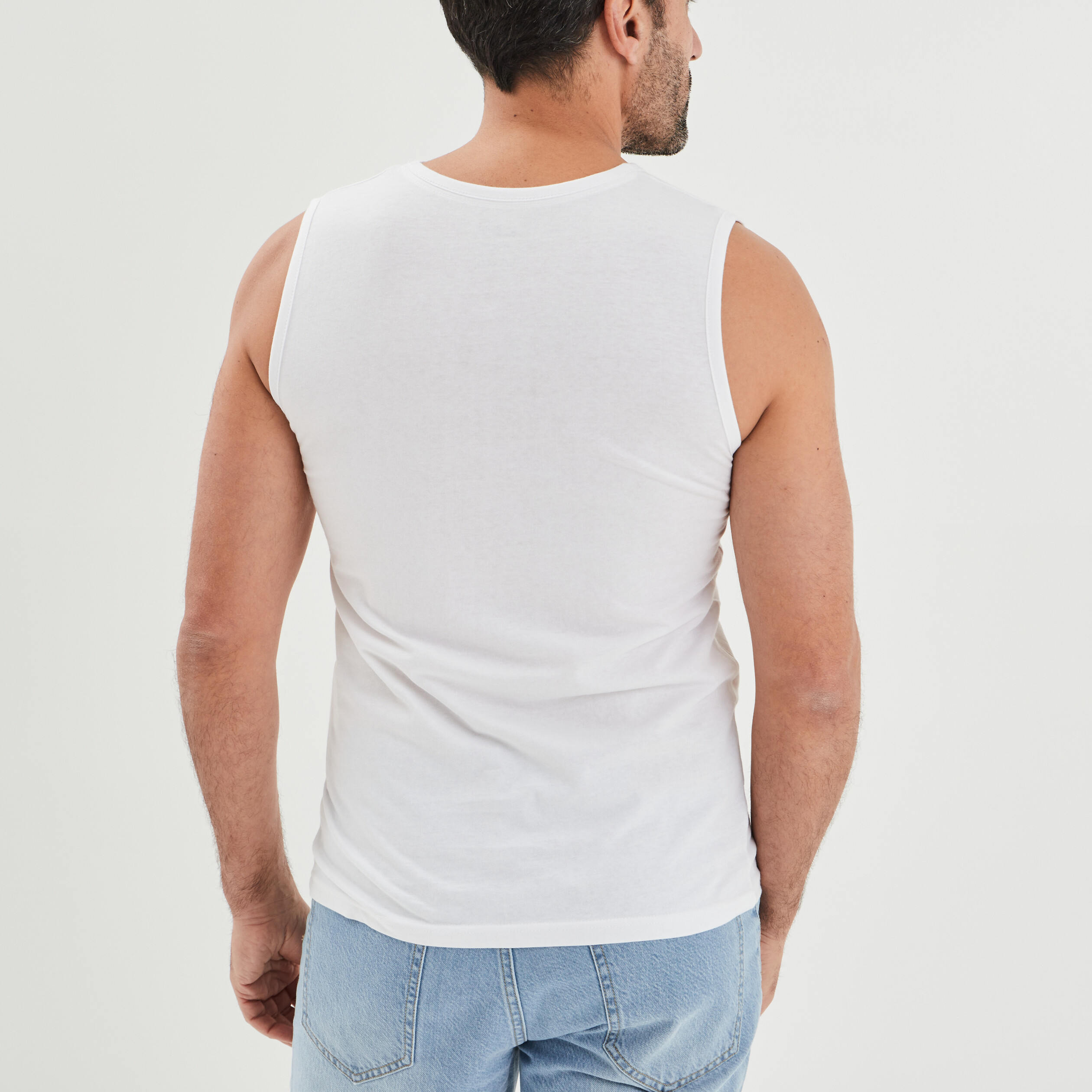 Débardeur droit bretelles larges coton blanc homme | La Halle