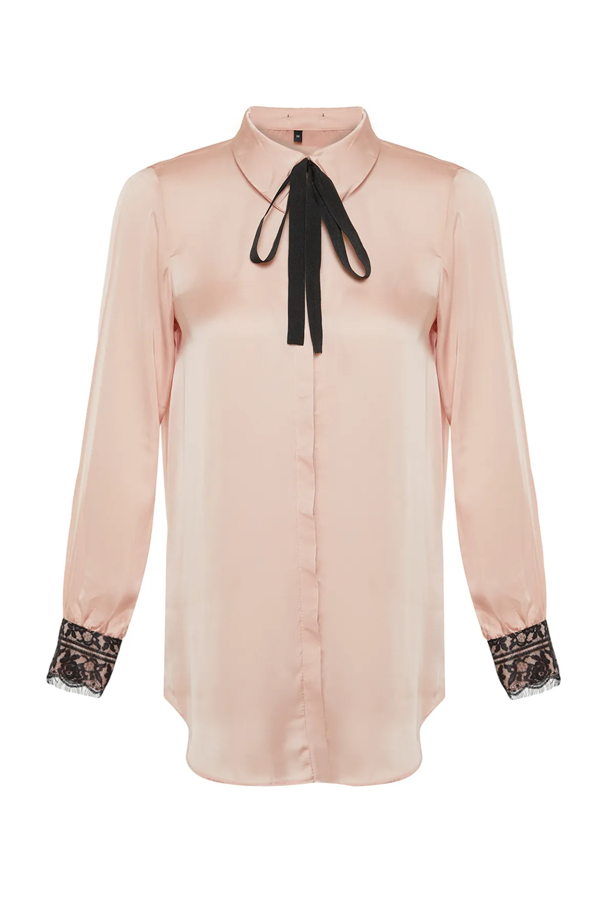 Trendyol Modest  Gewebtes Satinhemd mit Spitzendetails und getrockneten Rosen TCTSS24TG00024