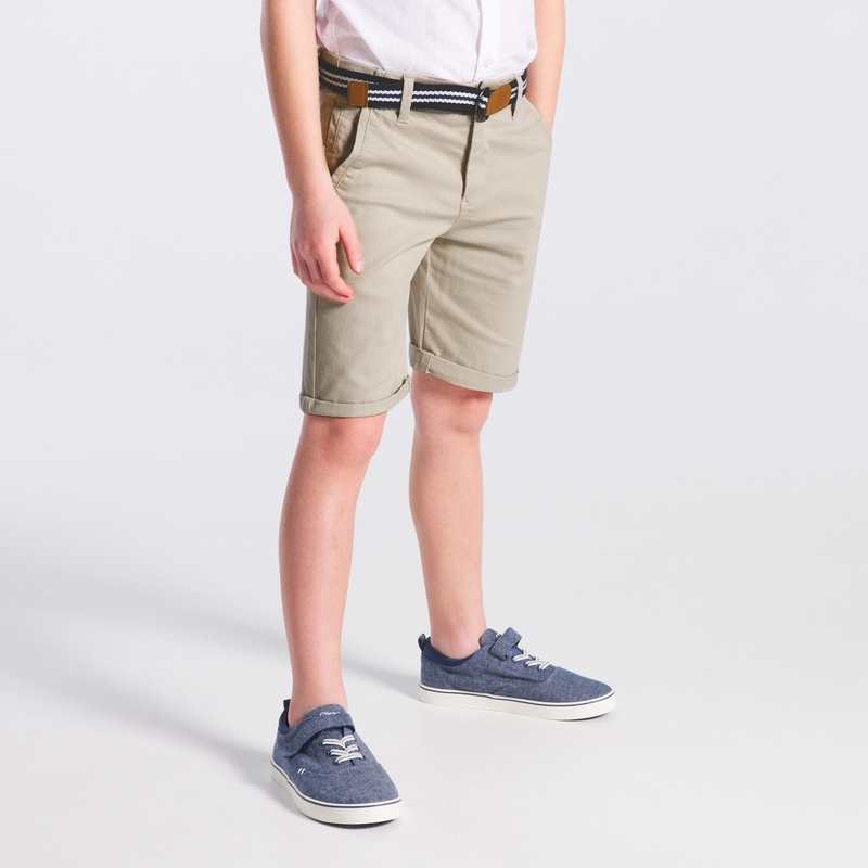 Bermuda stretch imprimé ceinturé beige garçon
