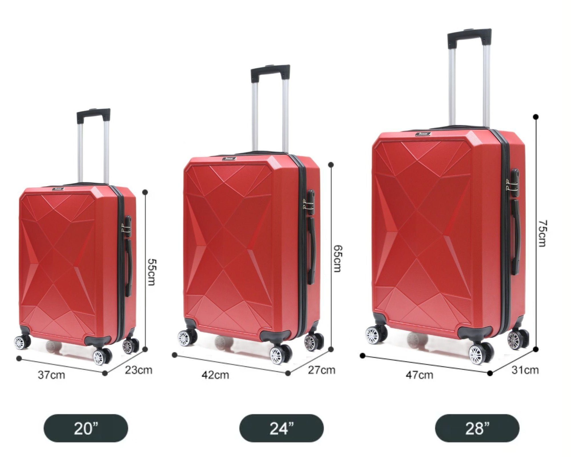 KESSMANN HOFFMANN Kofferset Hartschalenkoffer Set 3 teilig Kofferset L XL XXL Koffer -VARIANTE-, 4 Rollen, (Koffer-Set, 3 tlg., Leichtgewicht Rollkoffer 360° Rollen Reisen Urlaub Reisekoffer Set), Trolley Gepäckset Hartschalenkoffer Urlaubskoffer Han