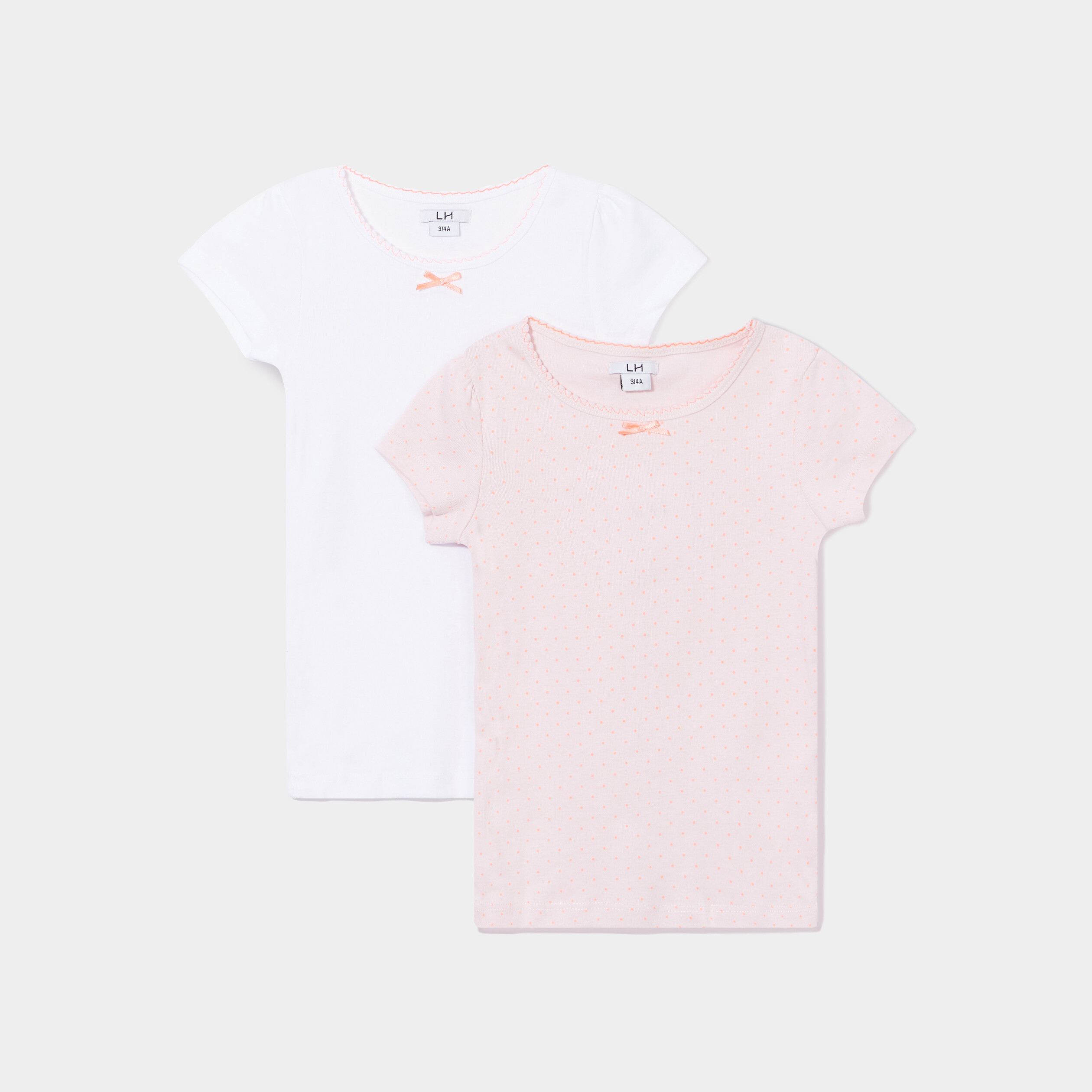 Lot de 2 T-shirts col rond rose clair fille | La Halle