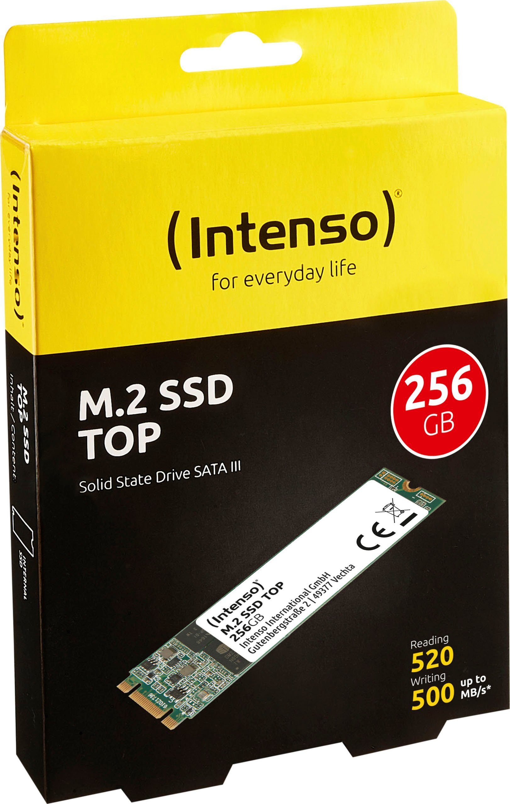 Intenso M.2 SSD Top interne SSD (256 GB) 520 MB/S Lesegeschwindigkeit, 500 MB/S Schreibgeschwindigkeit