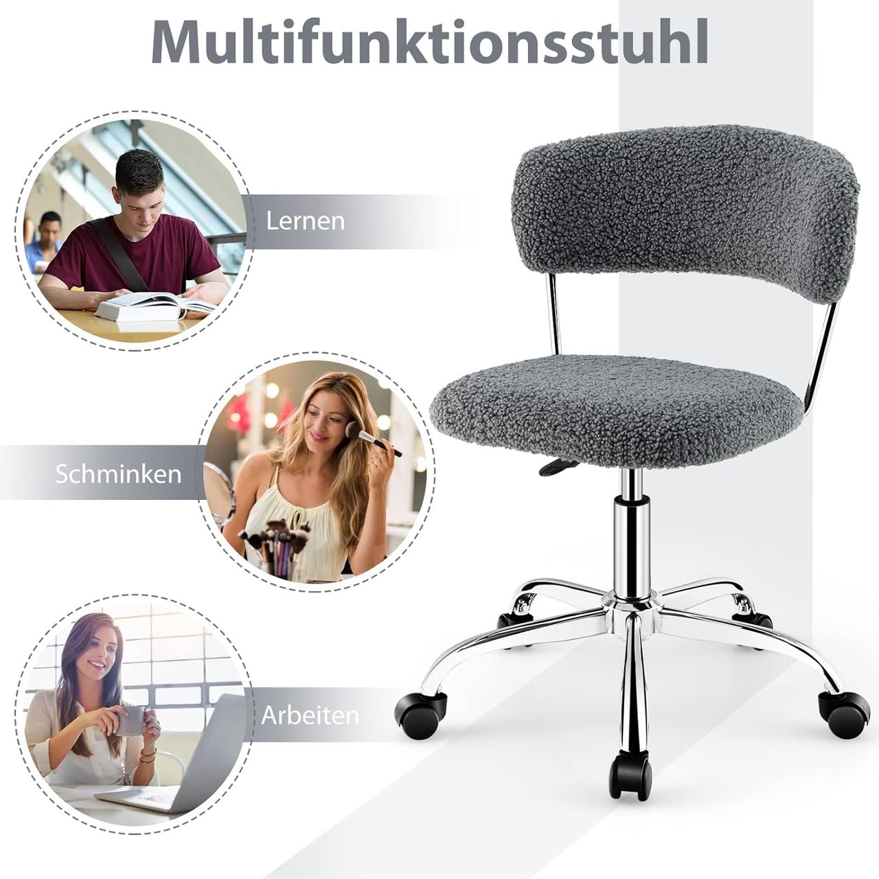Costway Schreibtischstuhl, bequemer Drehstuhl, gepolstertem Sitz