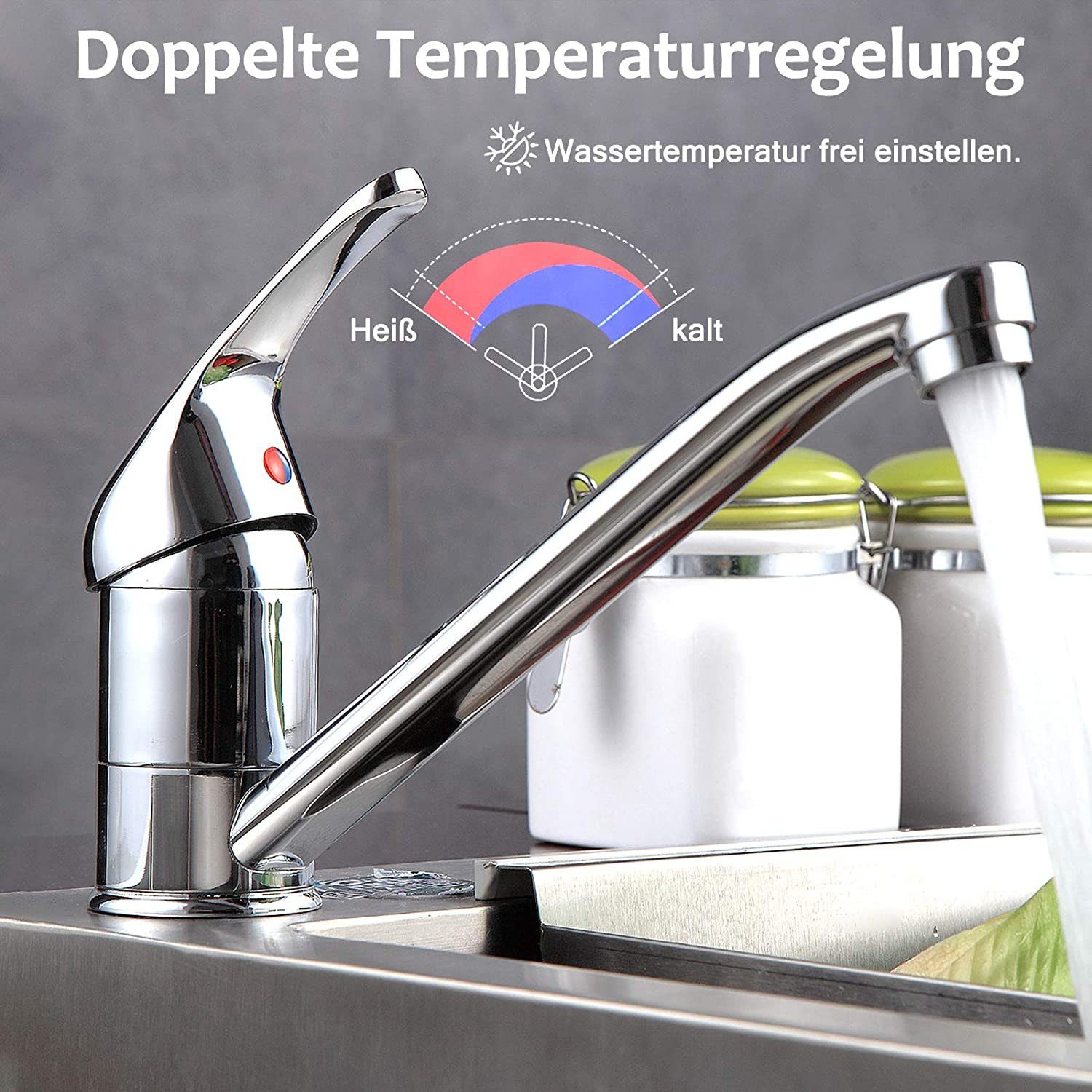 AUFUN Waschtischarmatur Wasserhahn Bad Spültischarmatur für Waschtisch