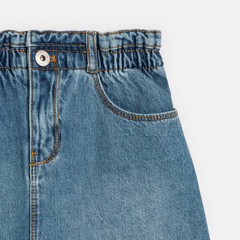 Mini-jupe en jean taille haute bleue fille